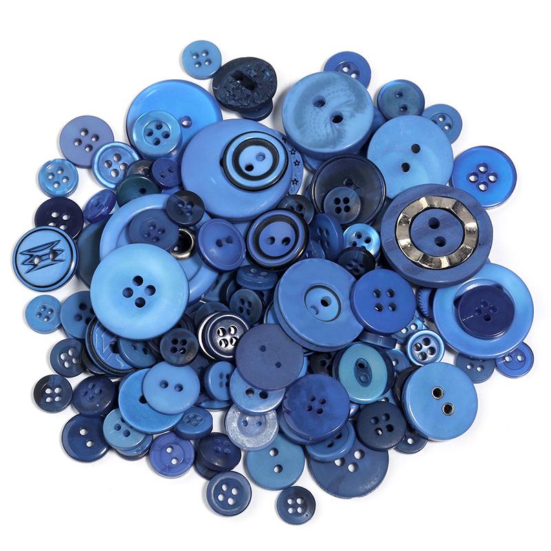 80PCS Resin Round Colored Buttons 2/4-Holes Mixed Buttons Handmade DIY Manual Button Painting Material Clothing Accessories