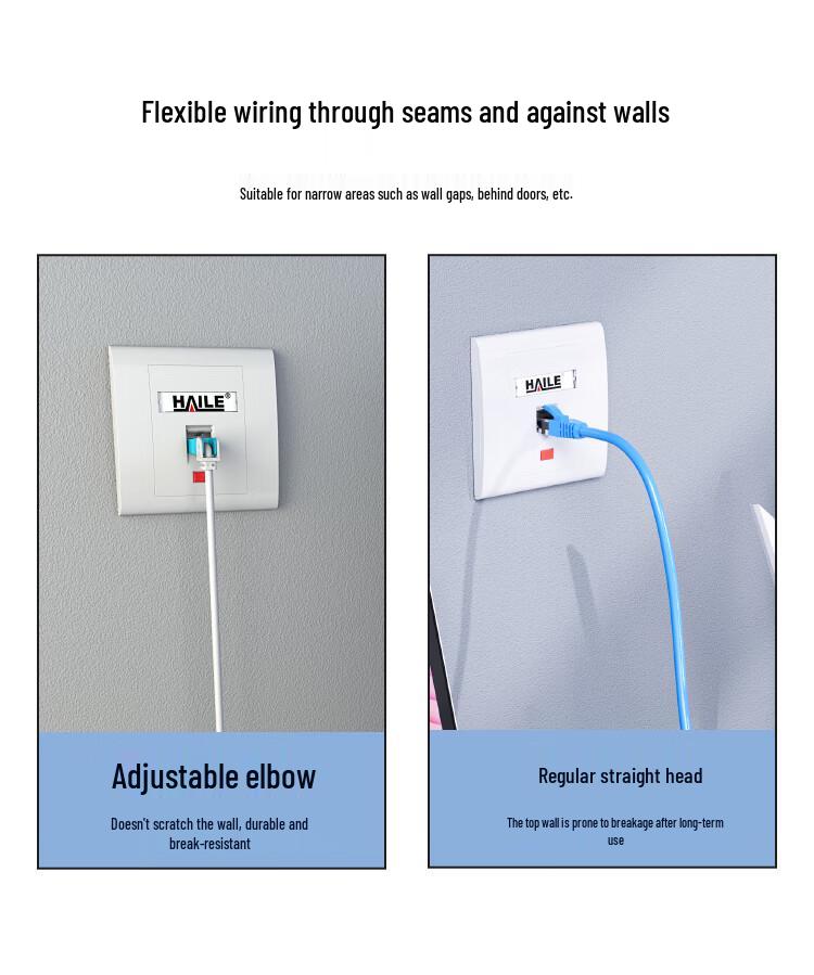 HAILE 90-Degree Right-Angle L-Shaped Cat 6 Gigabit Copper Network Cable