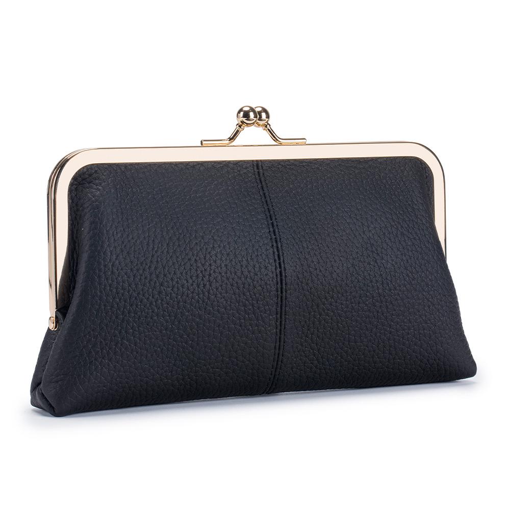 Premium Leather Long Clutch Wallet with Clasp - Large Capacity, Minimalist Design