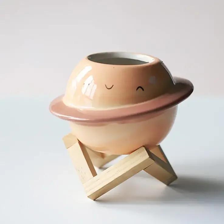 Planet Ceramic Flower Pots Color Painted Planters Desk Succulent Containers Gardening Window Decoration Flower Pots