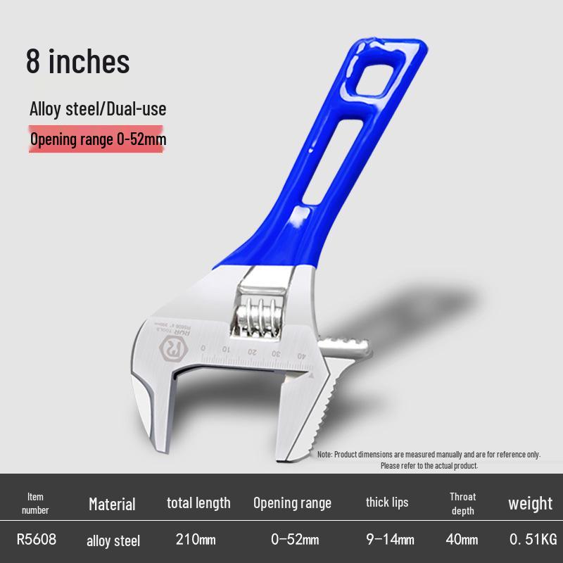 Short Handle Large Opening Adjustable Multifunctional Wrench for Bathroom