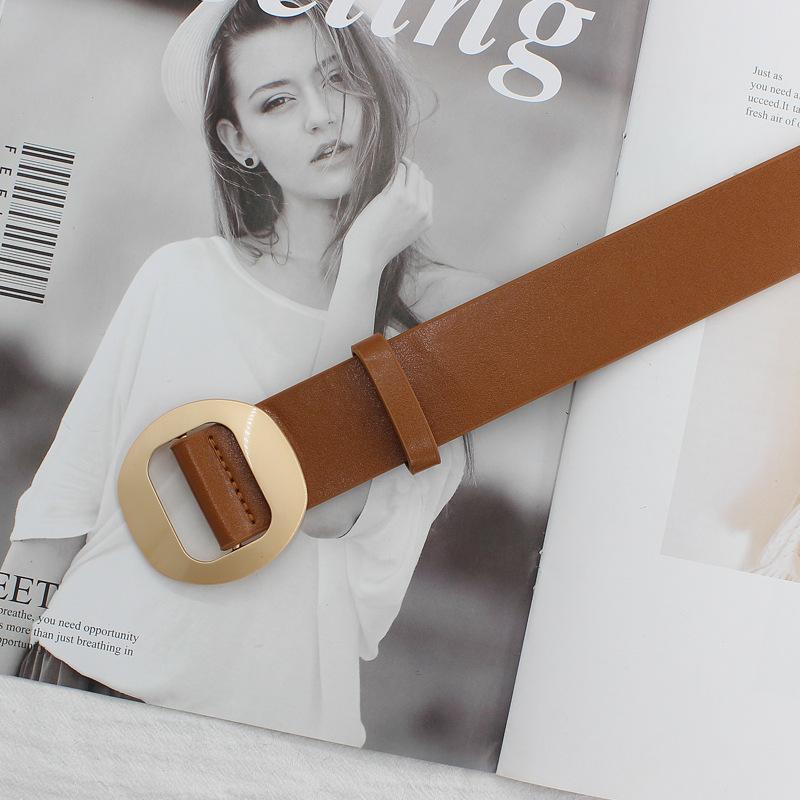 

Студенческий Bf Свободный от ветра Дырочный Декоративный Широкий Ремень Женский Круглый Пряжка Дня Непористый Повседневный Ремень для Брюк верблюд