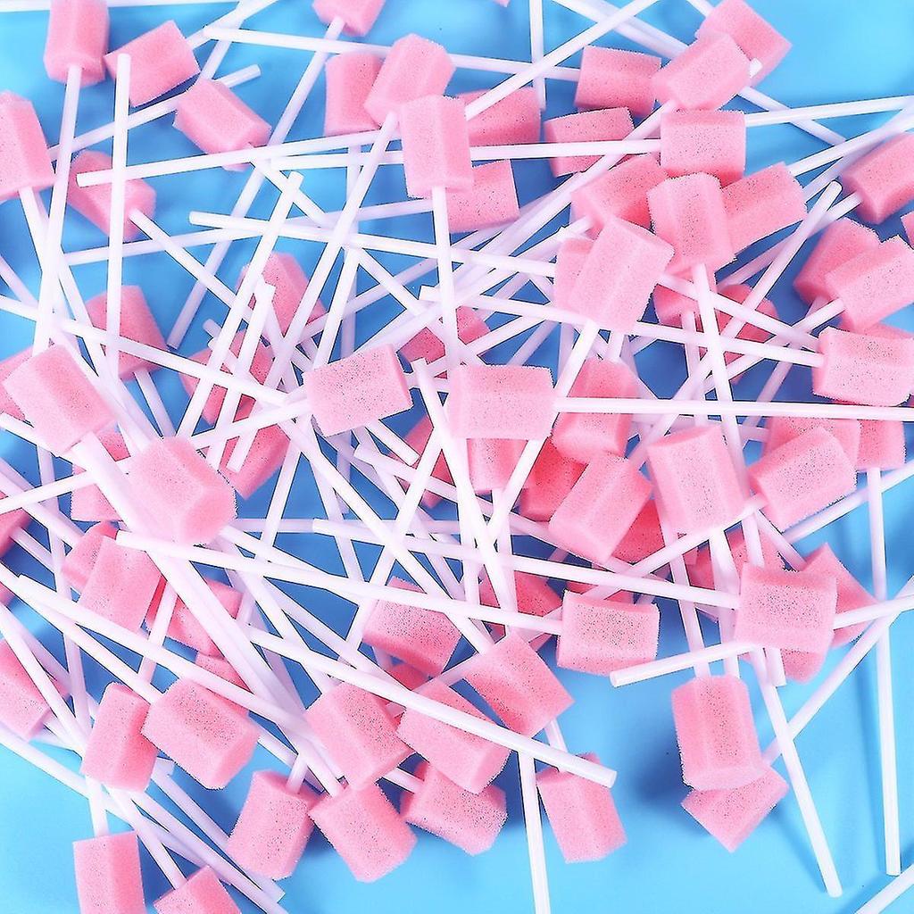 50 unidades Esponjas Desechables para Cuidado Bucal Esponjas Bucales Bastoncillos Bucales para Limpieza Dental (rosado)