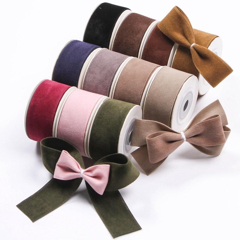 Nastro scamosciato double face 25/38 mm Nastro di velluto tinta unita per cucito abbigliamento DIY Fiocchi per capelli Decorazione cappelli Accessori per artigianato Fornitura
