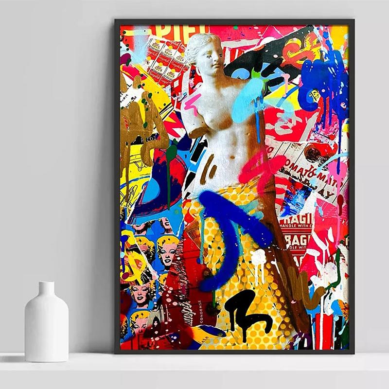 

Абстрактные граффити Скульптура Портрет Поп-Арт Холст Картины Плакаты и принты Настенные художественные картины для декора гостиной Куадрос