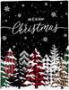 Merry Christmas Trees Blanket Super Soft Flannel Fleece Winter Forest Snowflake Throw Blanket Lightweight Cozy Fuzzy Plush Red