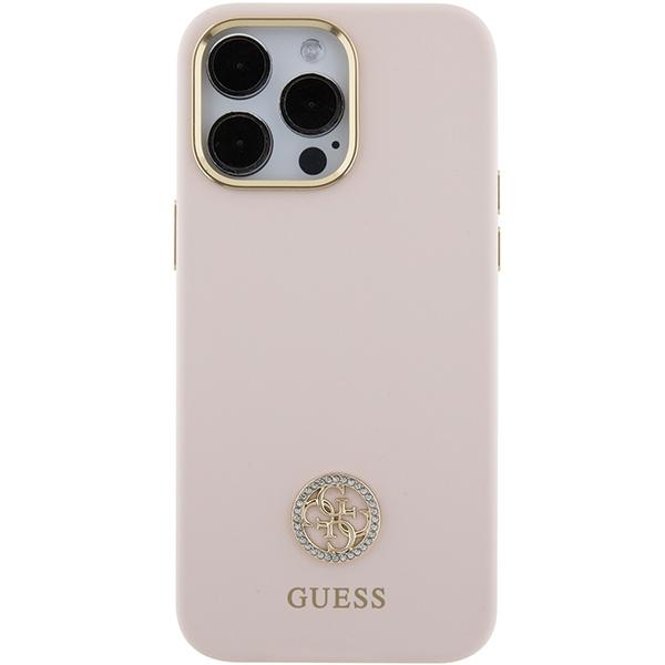 Guess Guhcp15Xm4Dgpp Iphone 15 Pro Max 6.7 Jasnoróżowy/Pink Hardcase Silicone Logo Strass 4G