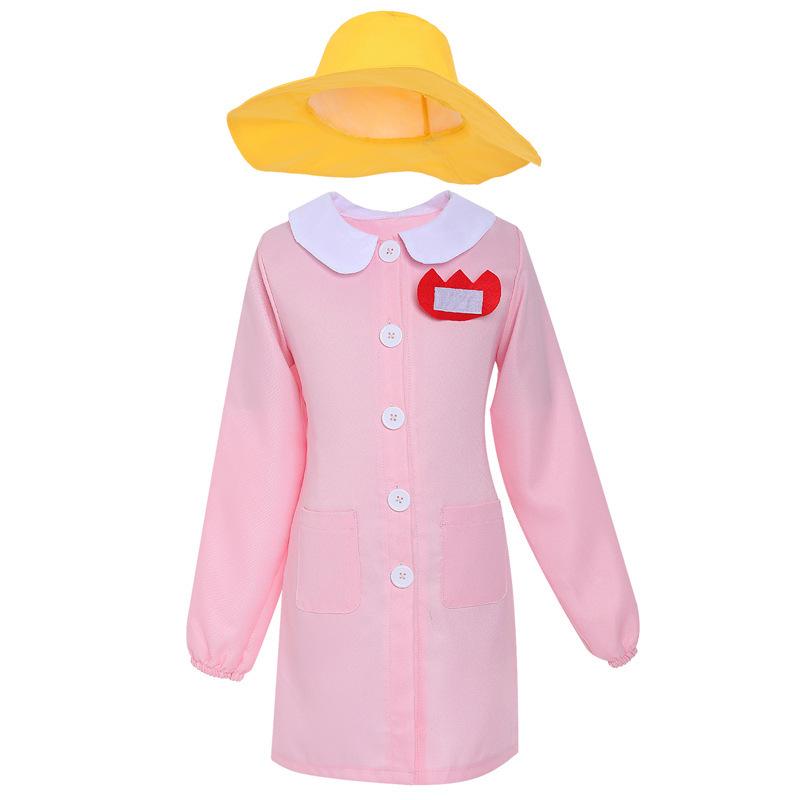 

Japanese Nursery Teacher Halloween Costume, Multi-Size Adult Two-Color Kindergarten Uniform, Long Sleeve. Medium рожевий