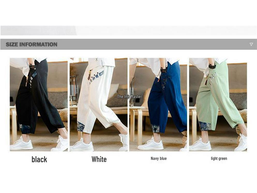 Herrbyxor med lös passform, kort modell, i bomull och linne