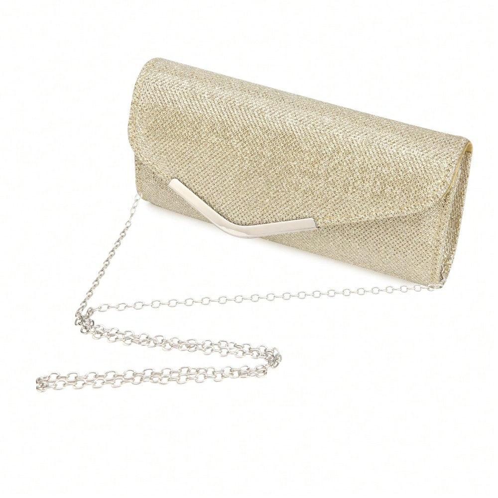 Mode Avondtas, Dames Handtas, Schoudertas, Ketting Diagonaal Kleine Vierkante Tas. gold beige