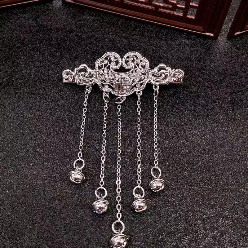 Versatile Antique-Style Peace Lock Bell Hairpin  Chinese-Style Hair Clip Side Clip Hair Accessory