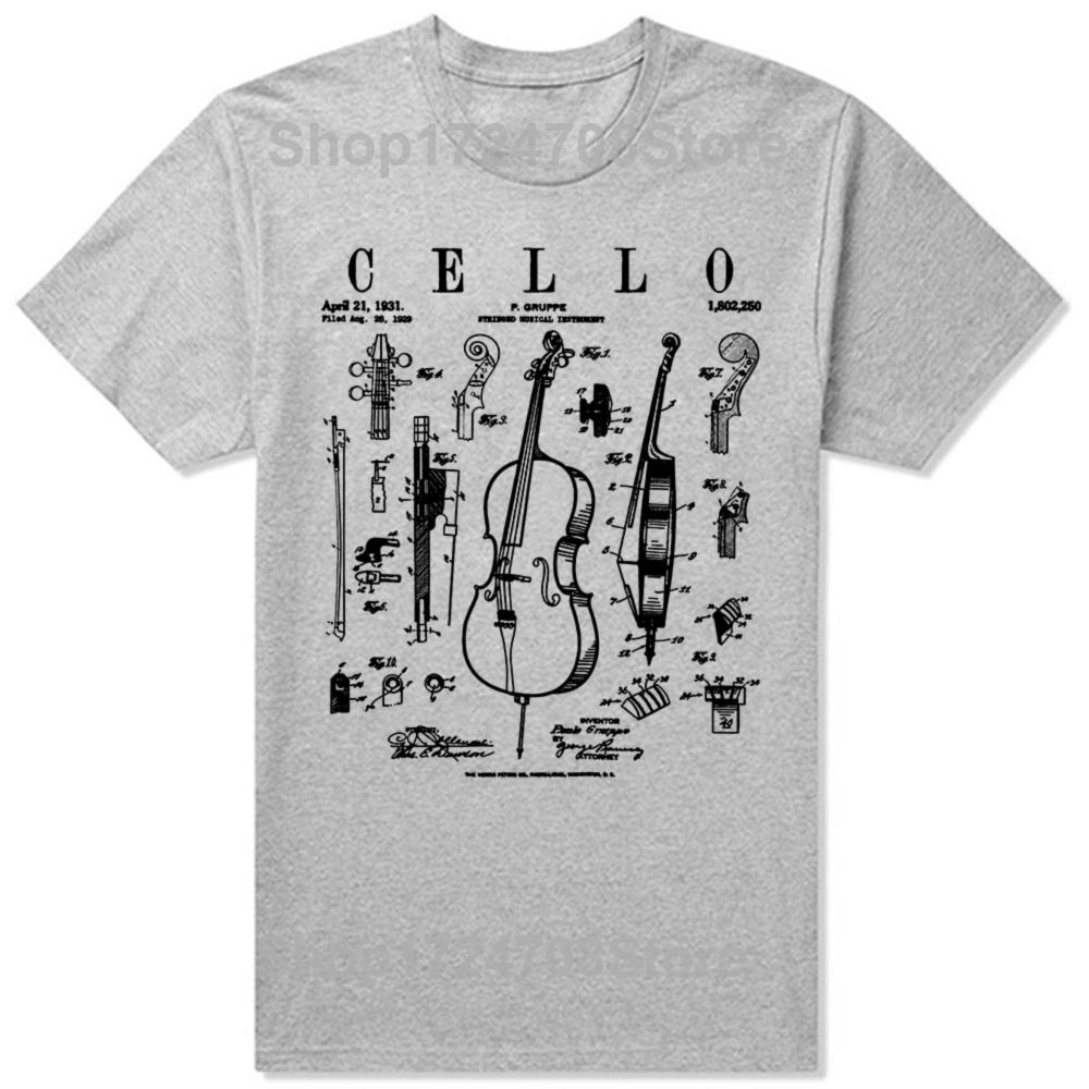 Vtipné violoncello Vintage patent Kresba violoncellisty Grafické tričko Pánská Dámská móda Ležérní tričko 100% bavlna Volné Oversized tričko