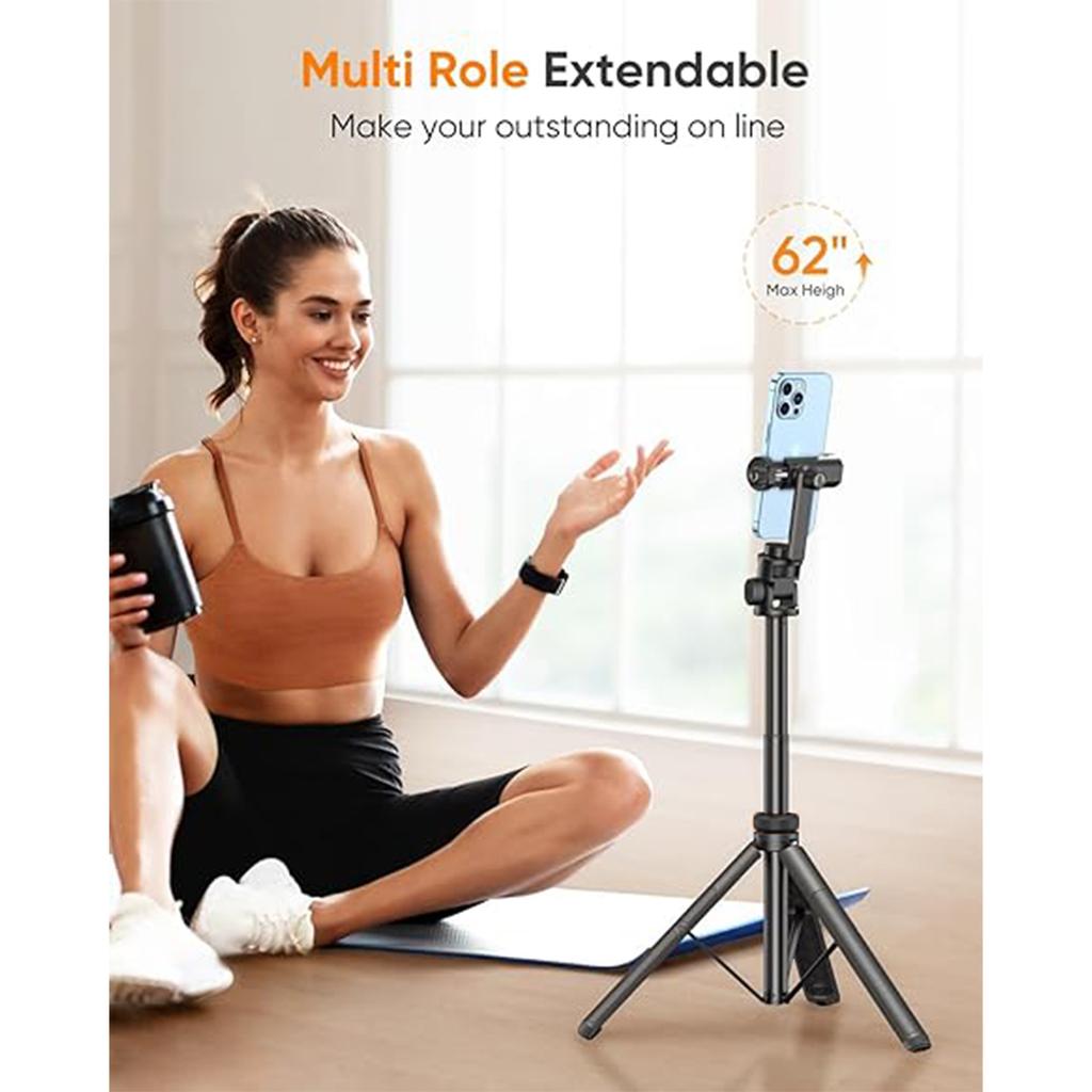 Kingjoy M080P Foldable Aluminum Alloy Telescopic Selfie Live Broadcast Table Mobile Phone Tripod Face Tracking Remote Control