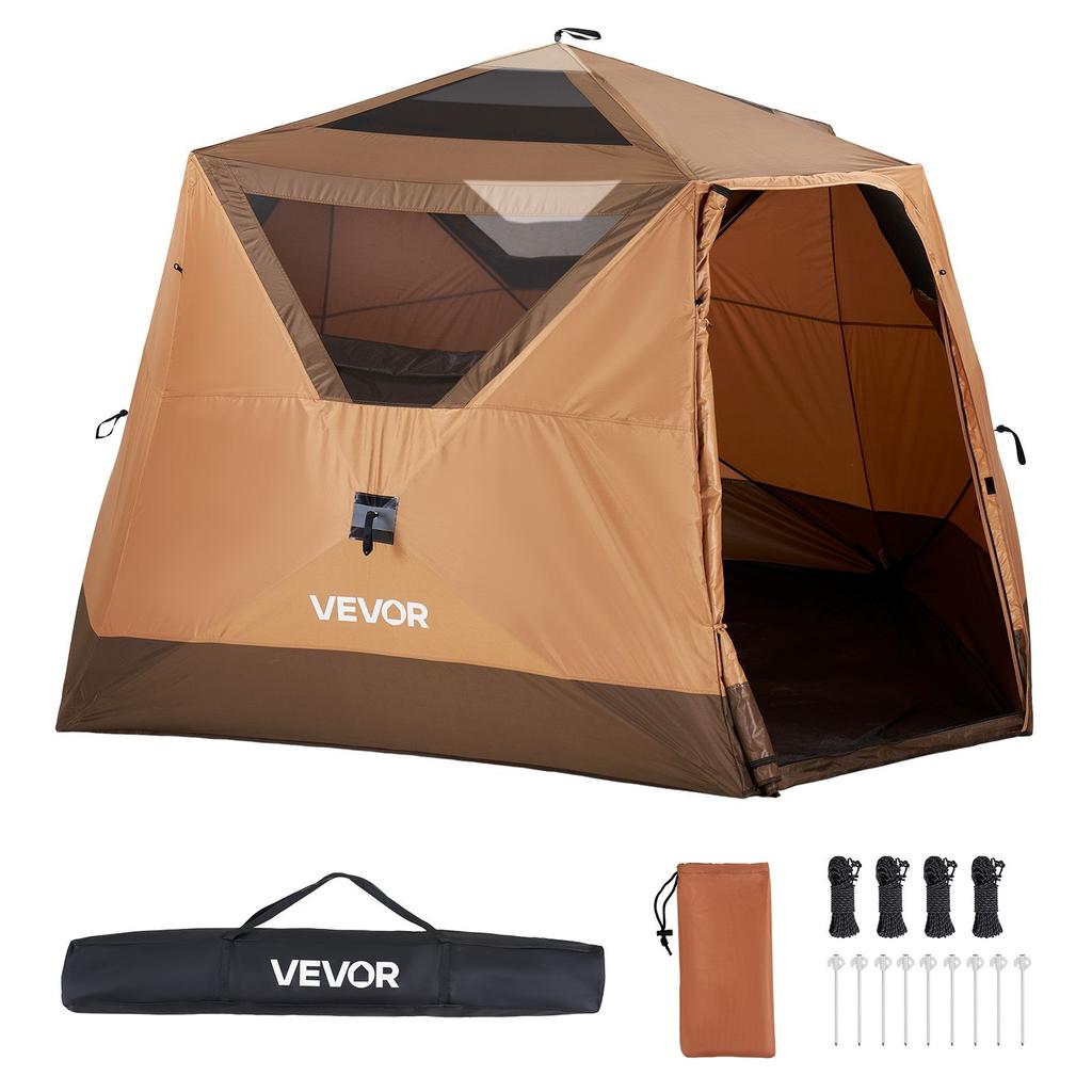 Camping Tent, 6 Person Pop Up Instant Cabin Tent with Rainfly & Large Mesh Windows, 60 Seconds Easy Setup, Portable Waterproof Cabin Hub Tents with