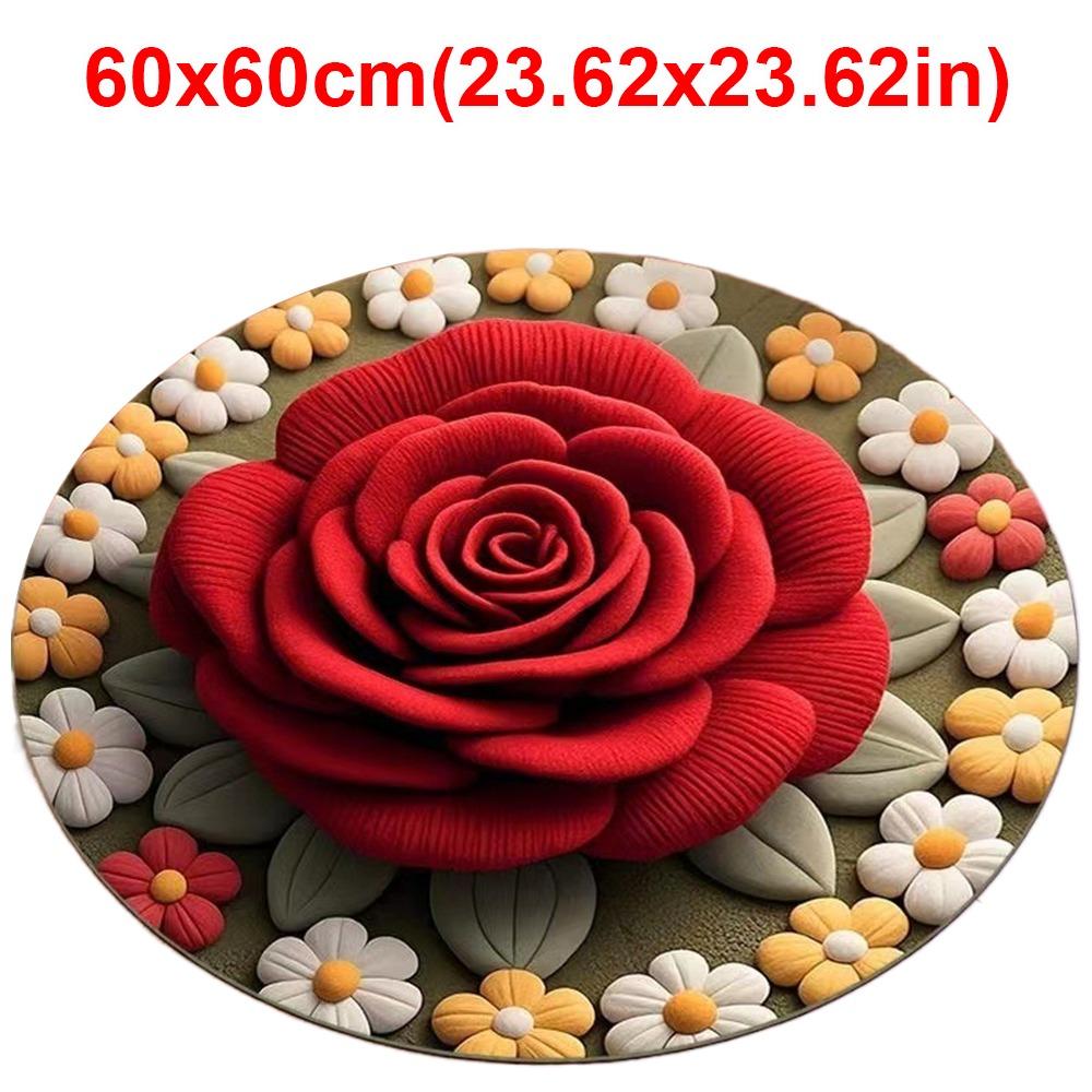 Non-slip Peony Floor Mat Soft Bathroom Floor Mat Flower Carpet  for Living Room Tea Table Bedside