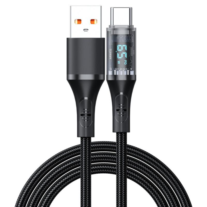 

7A 100W Usb C-Type C кабель цифровой дисплей Pd быстрая зарядка шнур для Macbook Iphone 15 Pro Max Xiaomi 13 12 Samsung S23 1.2M чёрный