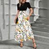 Short Sleeve Women's Dress Casual Flowy A-Line Midi Tshirt Dresses With Pockets Crewneck Vocation Boho Beach Sundress