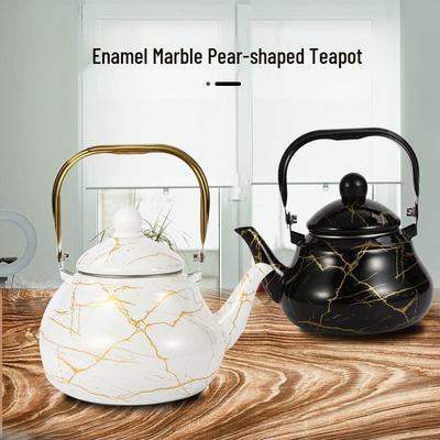 2.5L Enamel Teapot for Gas and Induction Cookers - Large Capacity Kettle for Hot or Cold Water