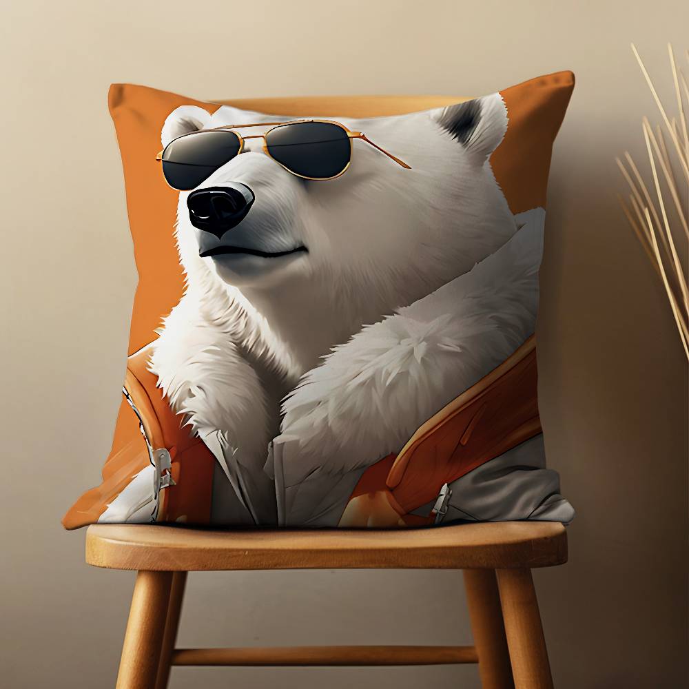 Dress Art Cartoon Bear Pillow Case Living Room Sofa Cushion Cover Suitable For Home Bedroom Decoration And Protector
