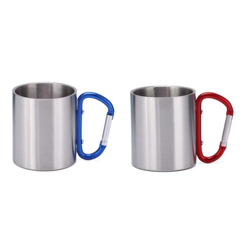 Portable Stainless Steel Cups for Outdoor Adventures-Sublimation Blank Handle Carabiner for Camping Backpacking Hiking