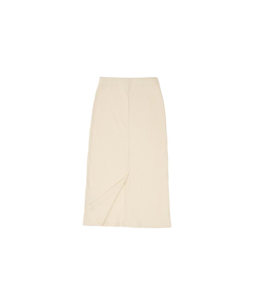 320 Showroom Banding Slit Ribbed Span Long Skirt Cream