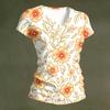 Women V Neck Short Sleeve Floral Print T Shirt Casual Loose Fit Lightweight Soft Top for Daily Wear Work Travel