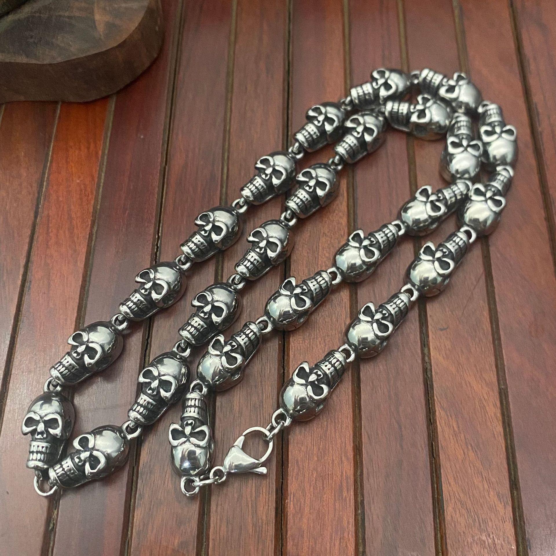 Stainless Steel Skull Necklace - Retro Hip Hop Men’s Street Style Statement Piece