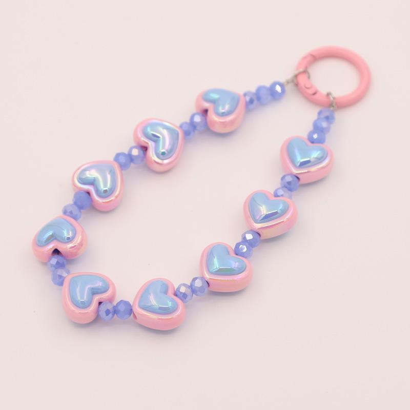 Versatile Beaded Keychain Pendant: Heart & Flower Lanyard Accessories