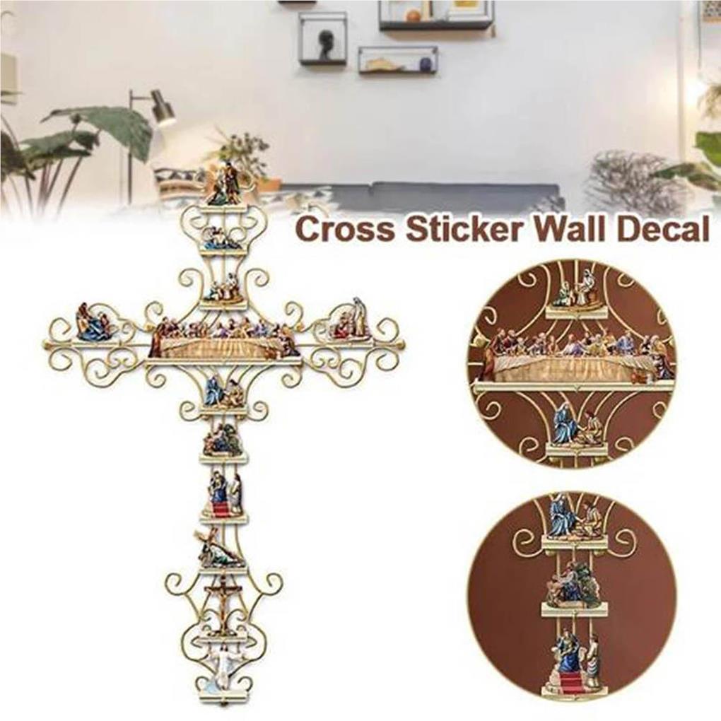 Wall Sticker Room Adorn Religious Themed Stickers Indoor Adornment Scene Layout Self-adhesive Cross Decal Home Decoration Prop
