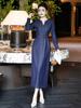 2026 Spring Women's Long Sleeve Elegant Denim Slit Dress