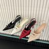 Niche French High Heels Thin Heel Bag Head Sandals Fairy Shoes 2025 Spring Temperament Pointed Bow Nude Shoes