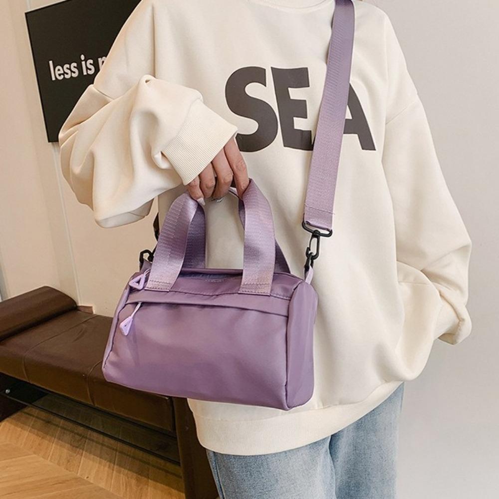 Multi-Purpose Canvas Crossbody Bag Zipper Small Square Bag Fashion Nylon Shoulder Bag  Student