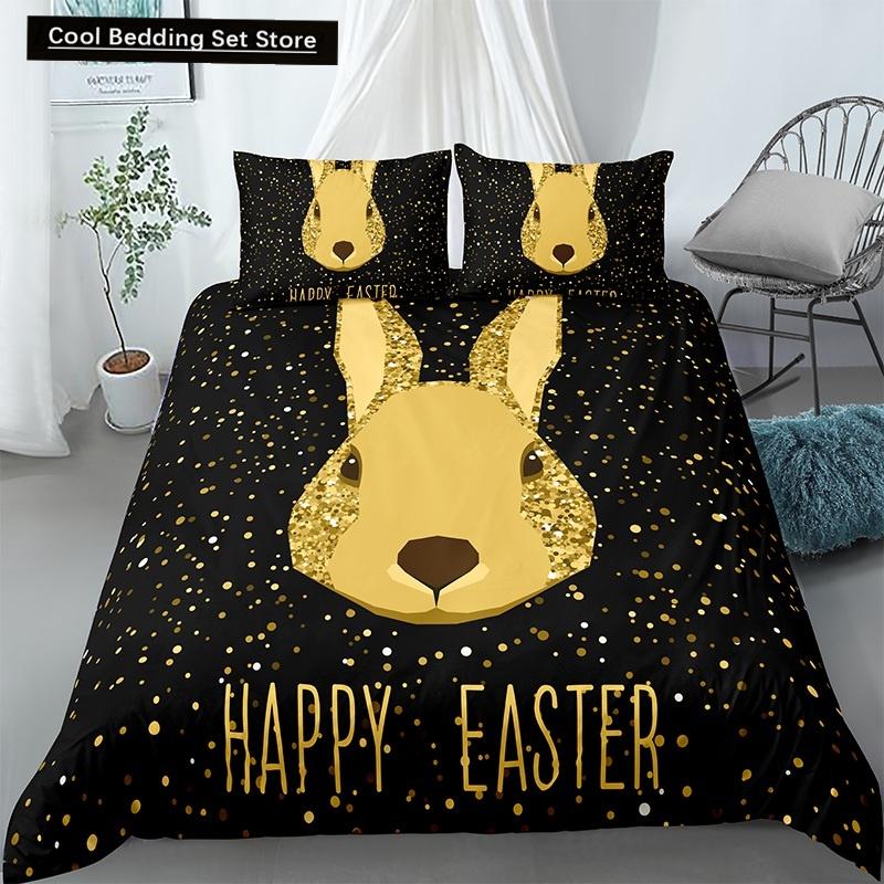 Katze Blumen König Königin Bettbezug Cartoon Kitty Floral Bettwäscheset für Kinder Niedliche Tiere Schwarz 2/3-teilig Polyester Steppdeckenbezug