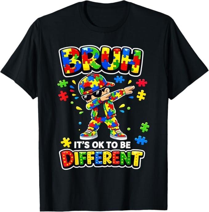 Bruh Its OK to Be Different Autism Awareness T-Shirt S разноцветный