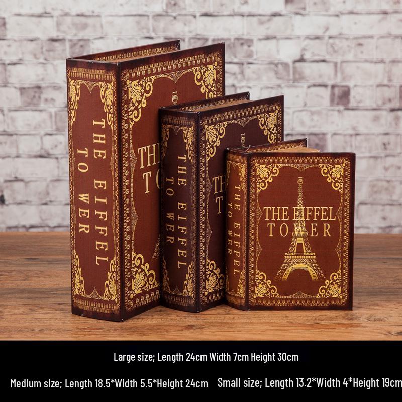 Scaffale per Libri in Legno Retrò Europeo: Ornamenti Vintage e Scatola Decorativa per Libreria