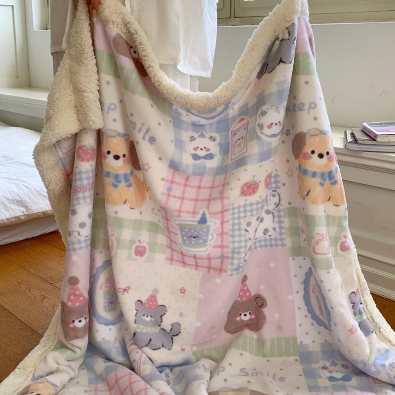 Winter Thick Milk Fleece Blanket Office Nap Sofa Bed Kids Students