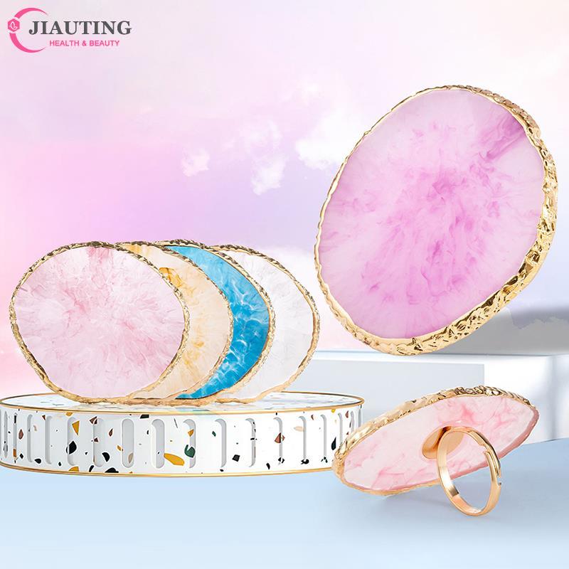1Pc New Resin Stone Nail Art Palette Finger Ring False Nails Tips Drawing Color Mixing Display DIY Manicure Polish Gel Tool