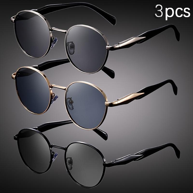 3pcs Classic Punk Style Oval Fashion Glasses with Wide Frame Suitable for Kayaking And Casual Wear