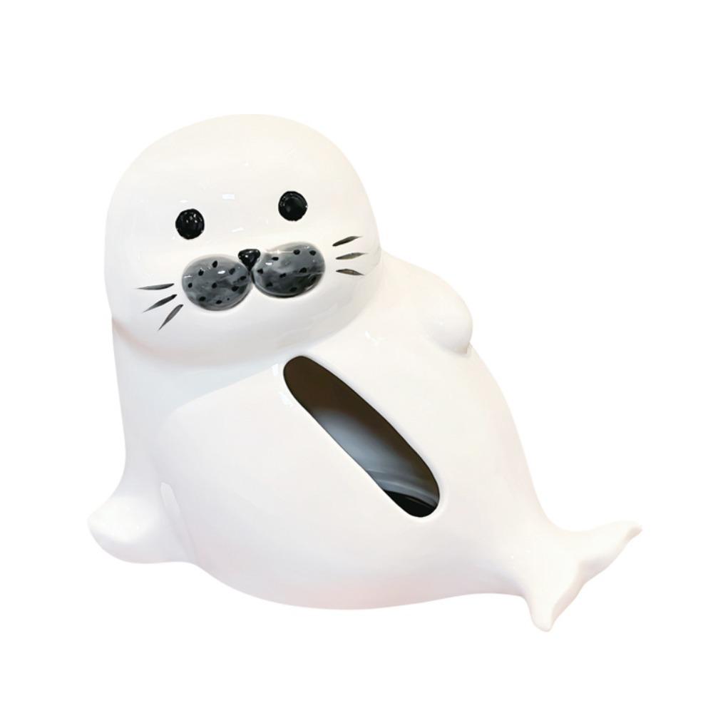 Large Capacity Seal lion Napkin Holder Cartoon Tissue Dispenser Ceramic Tissue Box Office Ceramic