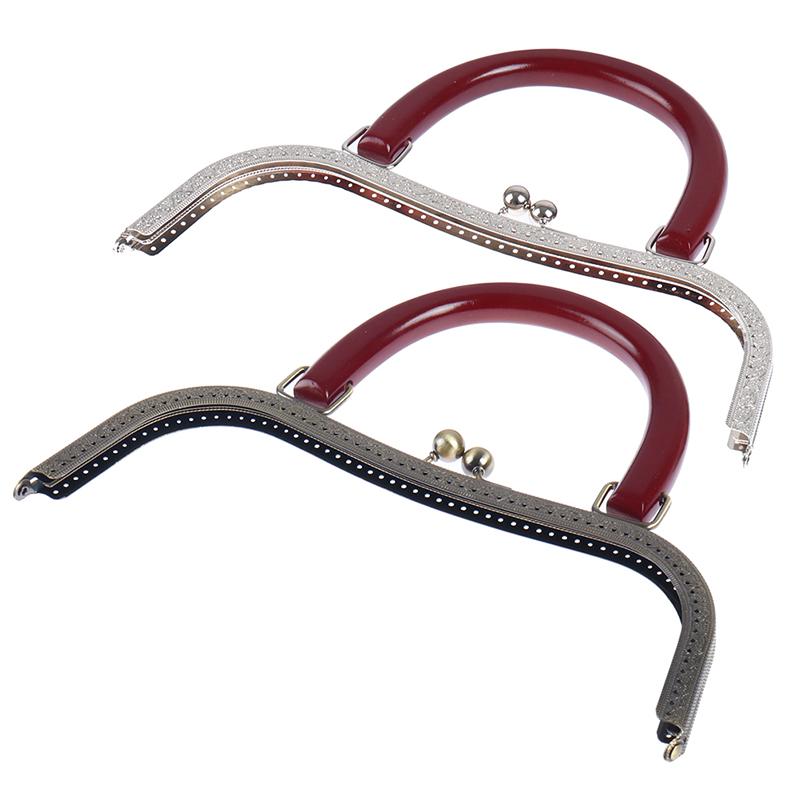 27 cm Trä Metallram Kisslås För Handväska Plånbok Tillbehör DIY Handgjord