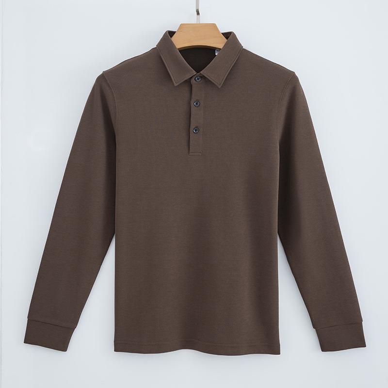 New Non-ironing Double-sided Cotton POLO Shirt Men's Solid Color Spring and Autumn Casual Business Shirt Collar Long Sleeves
