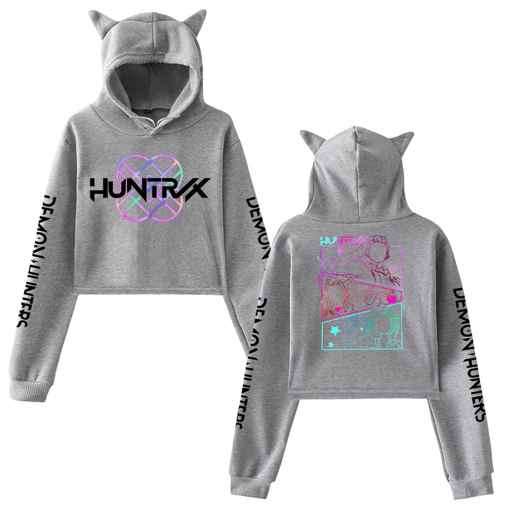 KPop Demon Hunters Hoodies Cosplay Costume 2025 Merch Hoodies Sweatshirt for Girls Cat Ear Crop Pullover Casual Clothes