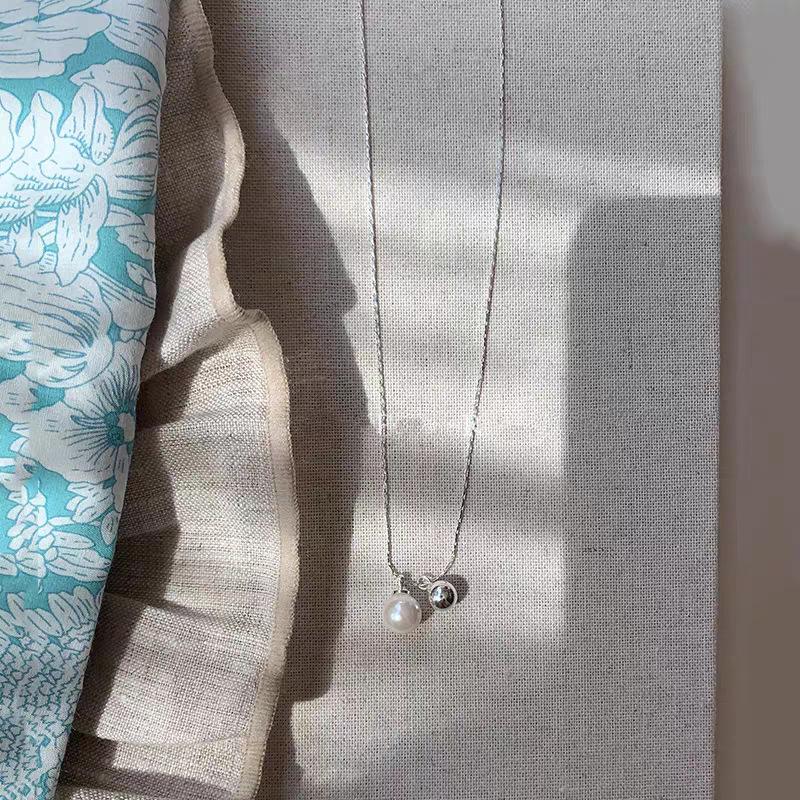 Minimalist Style Silver Ball Double Drop Feeling Collarbone Chain Gentle Temperament Daily Commuting Accessories