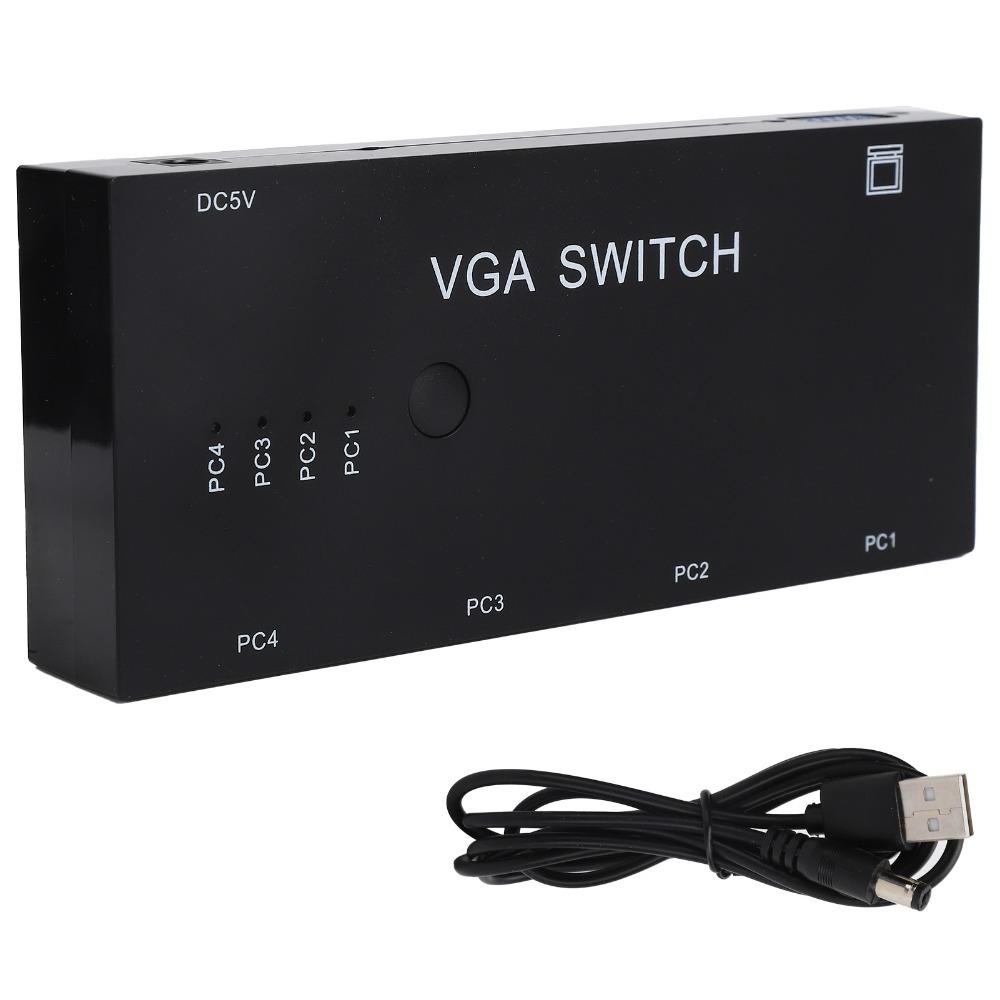 Plug and Play VGA Switcher 4 in 1 Out Video Converter for VGA/XVGA/SVGA/UXGA Computer Host