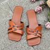 Fashion Large Size Slippers Summer New Square Head Diamond Buckle Hollow Soft Sole Anti-slip Wear-resistant Roman Shoes
