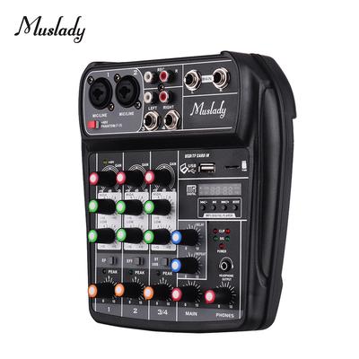 Muslady AI-4 Compact Mixing Console Digital Audio Mixer 4-Channel BT MP3 USB Input +48V Phantom