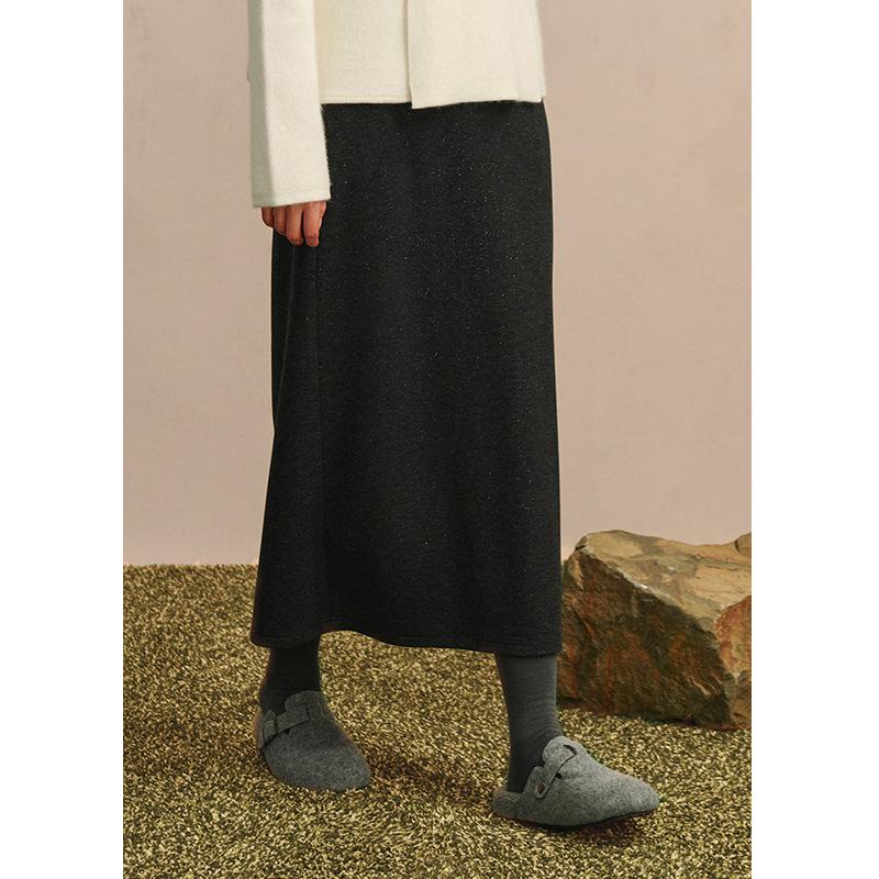 2025 Autumn/Winter Women's Simple Literary Lambswool Midi Pencil Skirt