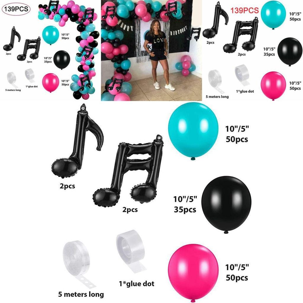 Music Tik Tok Theme Birthday Party Decorations 139pcs Balloon Arch Kit Supplies