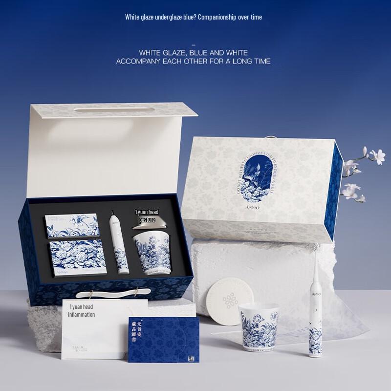 ApiYoo T19 Сине-белая фарфоровая звуковая электрическая зубная щетка