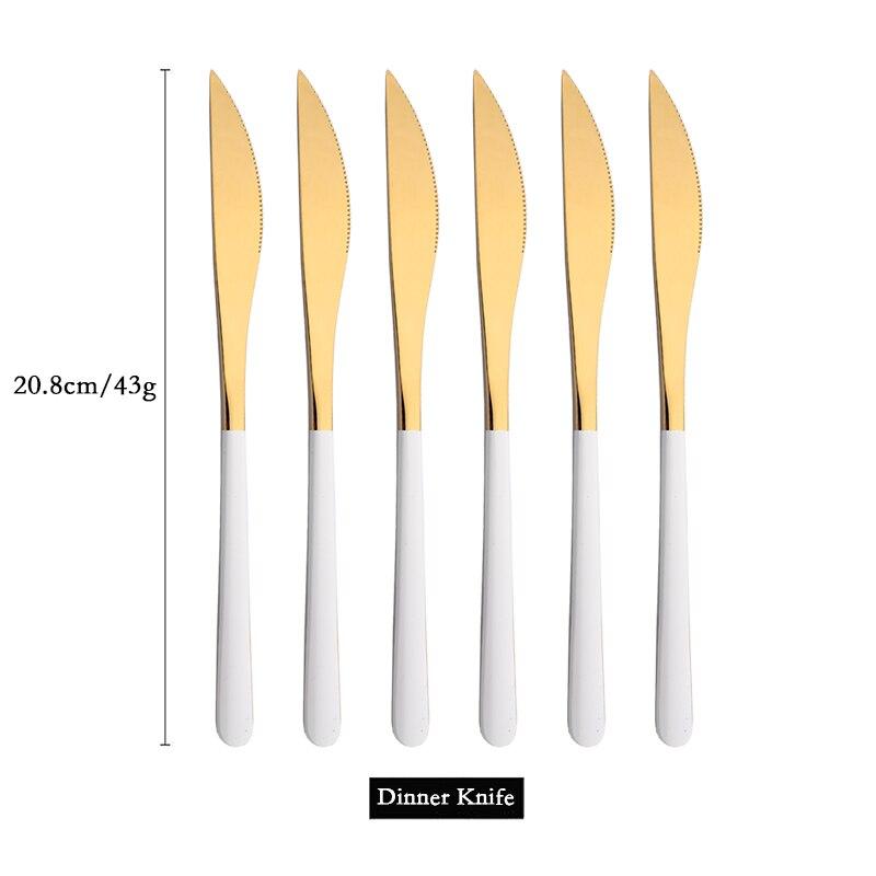 6 PCS Stainless Steel Rainbow Steak Knife Sharp Table Knives Set Restaurant Cutlery Dinner Knife Black Dinnerware Set